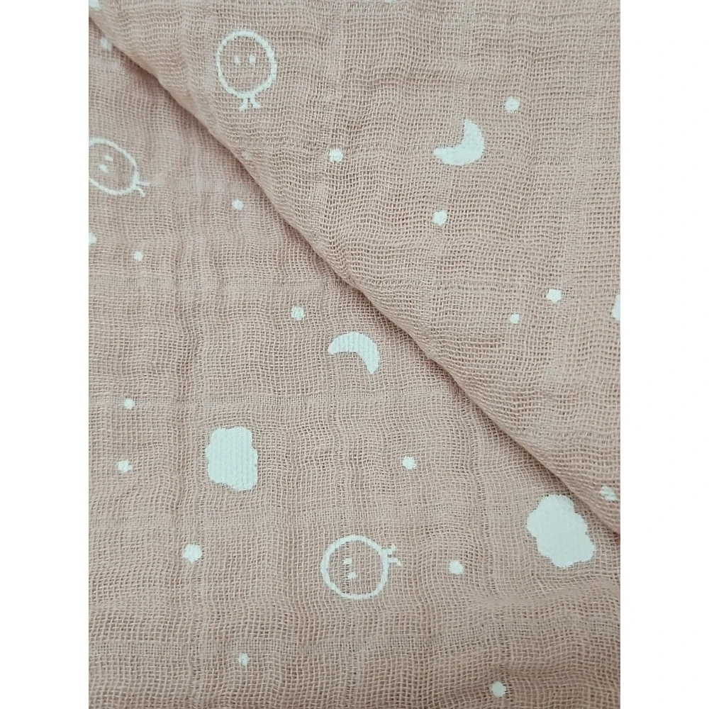MORI Baby Blanket Pink Stars Circles Cotton Muslin Swaddle Receiving New  30x30